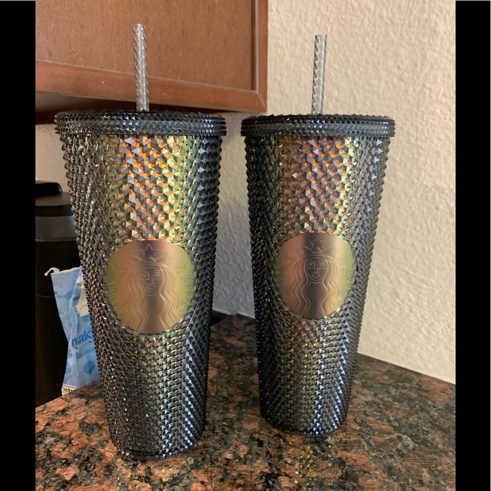 Starbucks black iridescent studded venti Cup.